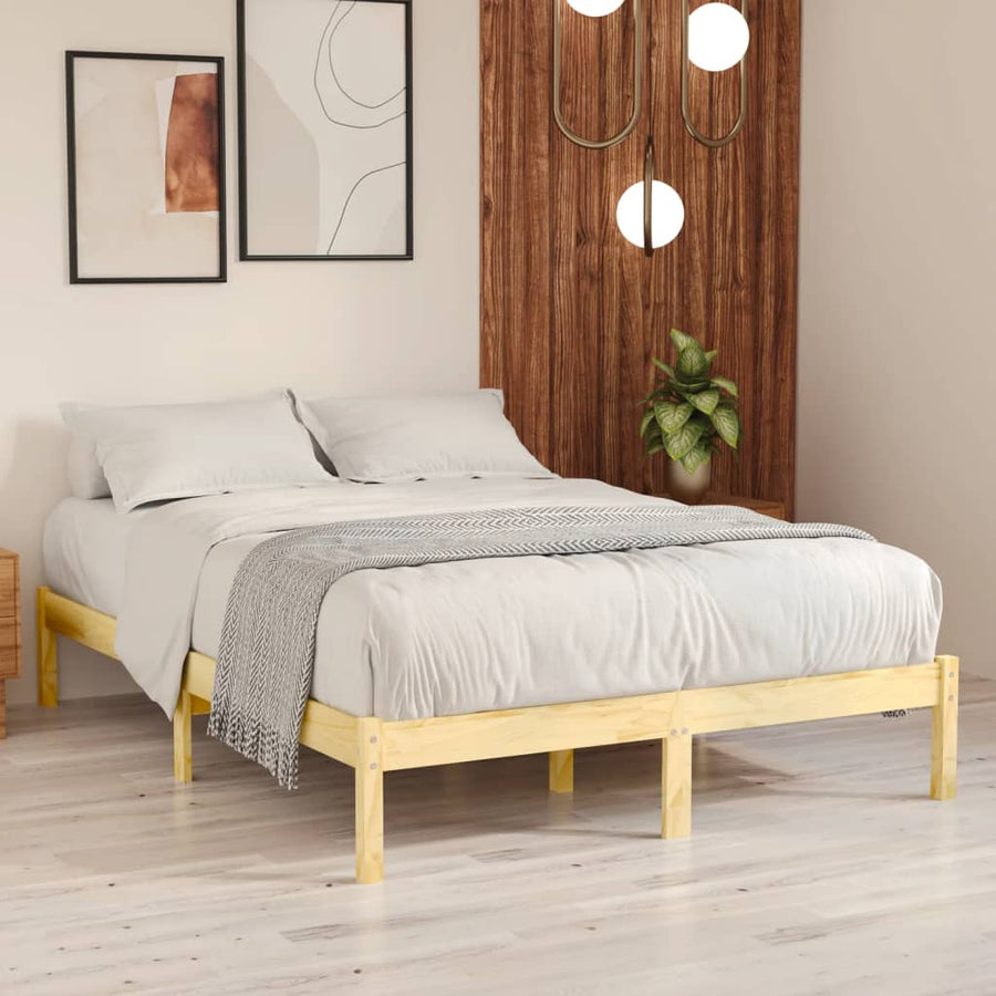 Bedframe Massief Hout Small Double 120 x 190 cm Naturel
