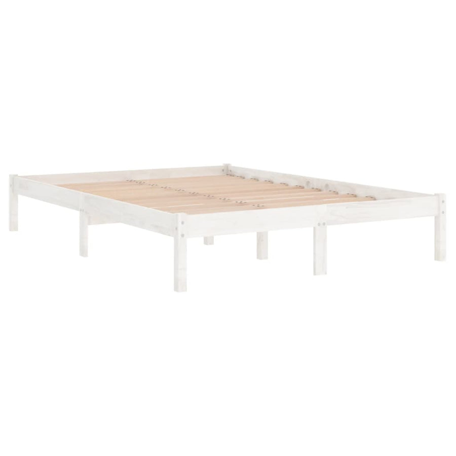 Bedframe Massief Hout Double 135 x 190 cm Wit