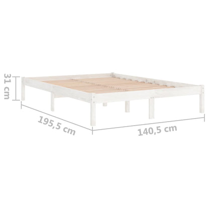 Bedframe Massief Hout Double 135 x 190 cm Wit