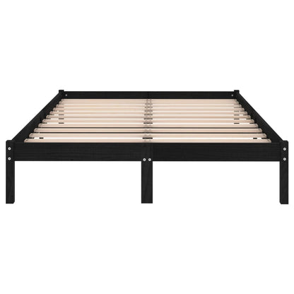 Bedframe Massief Hout 135 x 190 cm Zwart