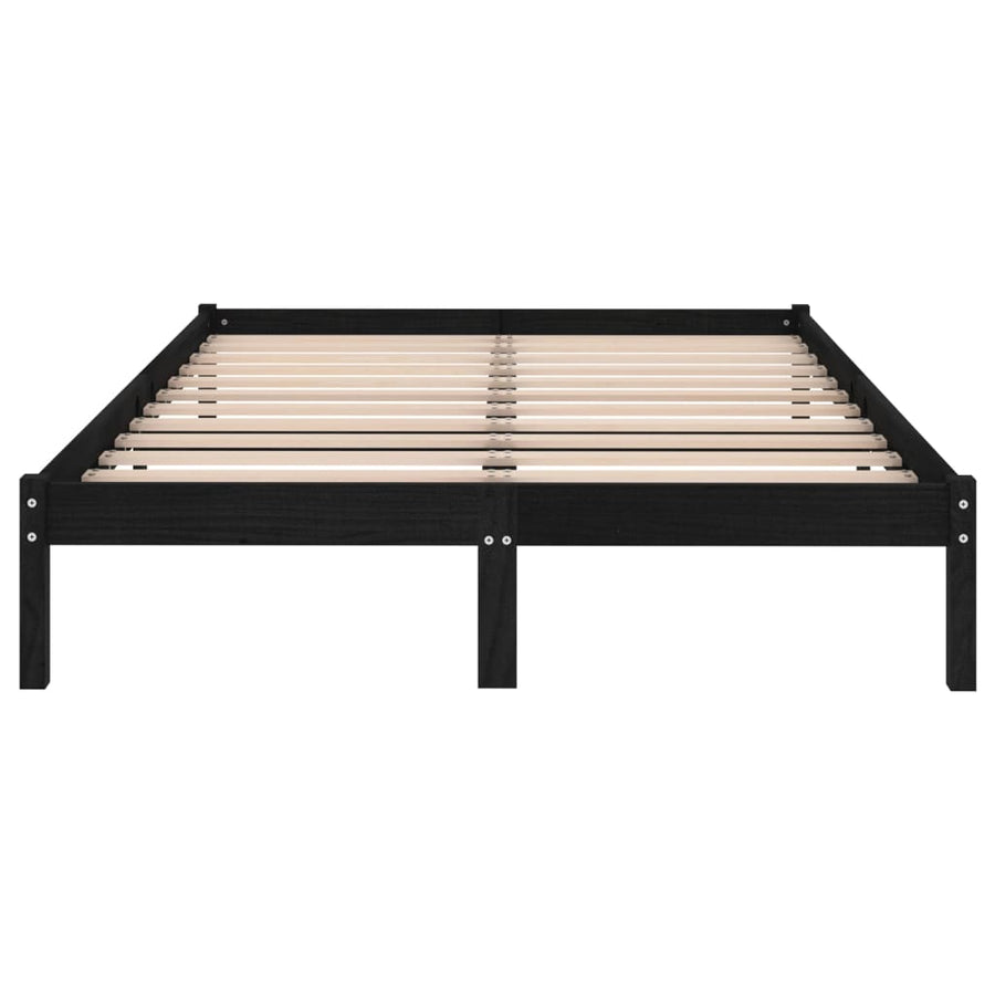 Bedframe Massief Hout 135 x 190 cm Zwart