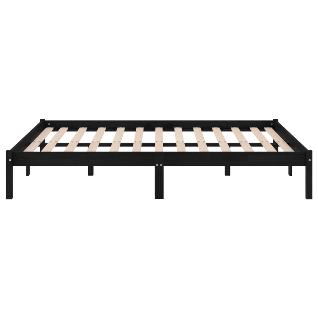 Bedframe Massief Hout 135 x 190 cm Zwart