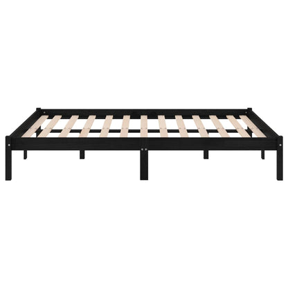 Bedframe Massief Hout 135 x 190 cm Zwart
