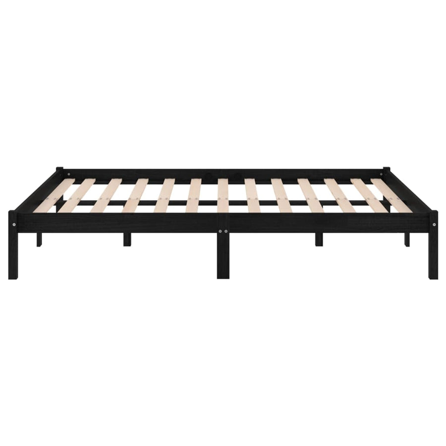 Bedframe Massief Hout 135 x 190 cm Zwart