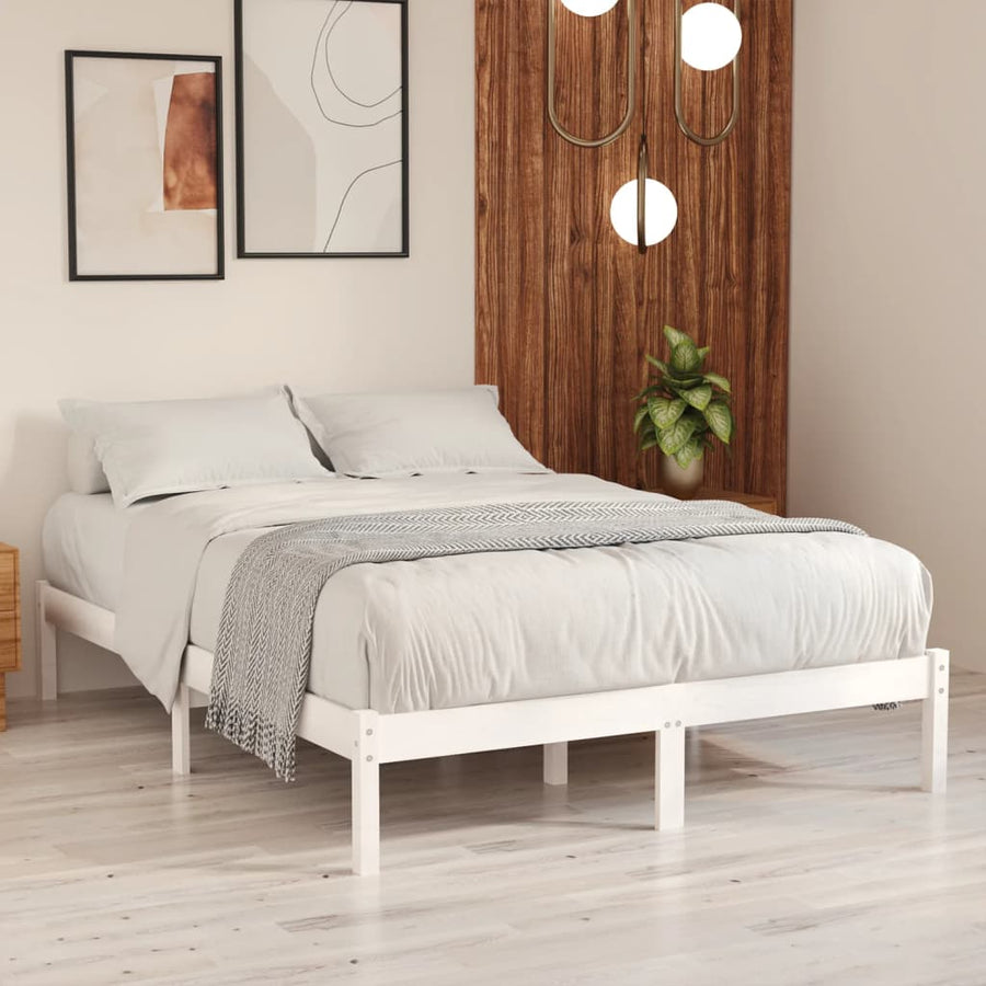 Bedframe Massief Grenenhout 140 x 190 cm Wit