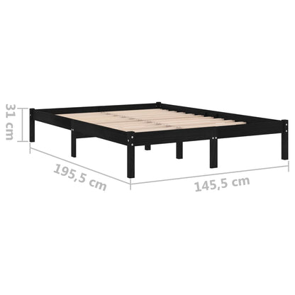 Bedframe Massief Grenenhout 140 x 190 cm Zwart