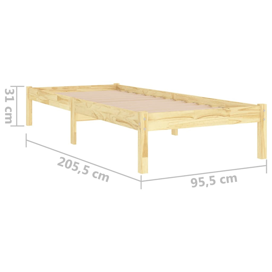 Bedframe Massief Grenenhout 90 x 200 cm Naturel