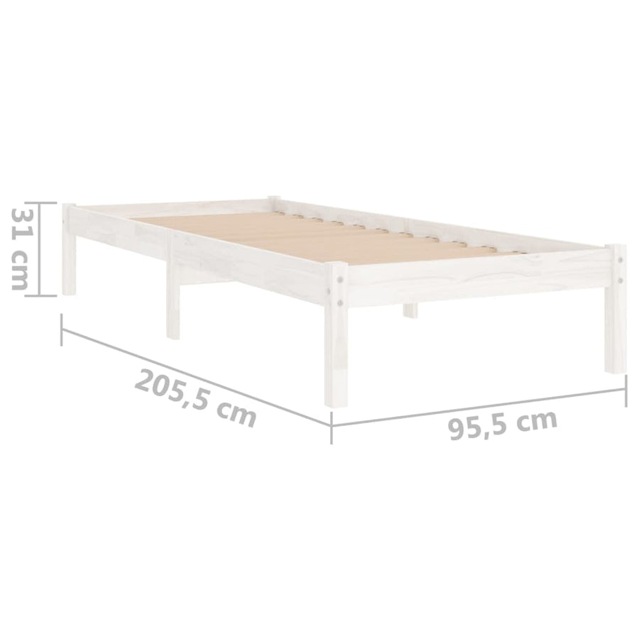 Bedframe Massief Grenenhout 90 x 200 cm Wit