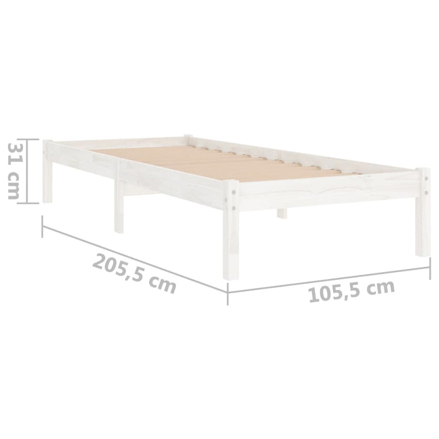 Bedframe Massief Grenenhout 100 x 200 cm Wit