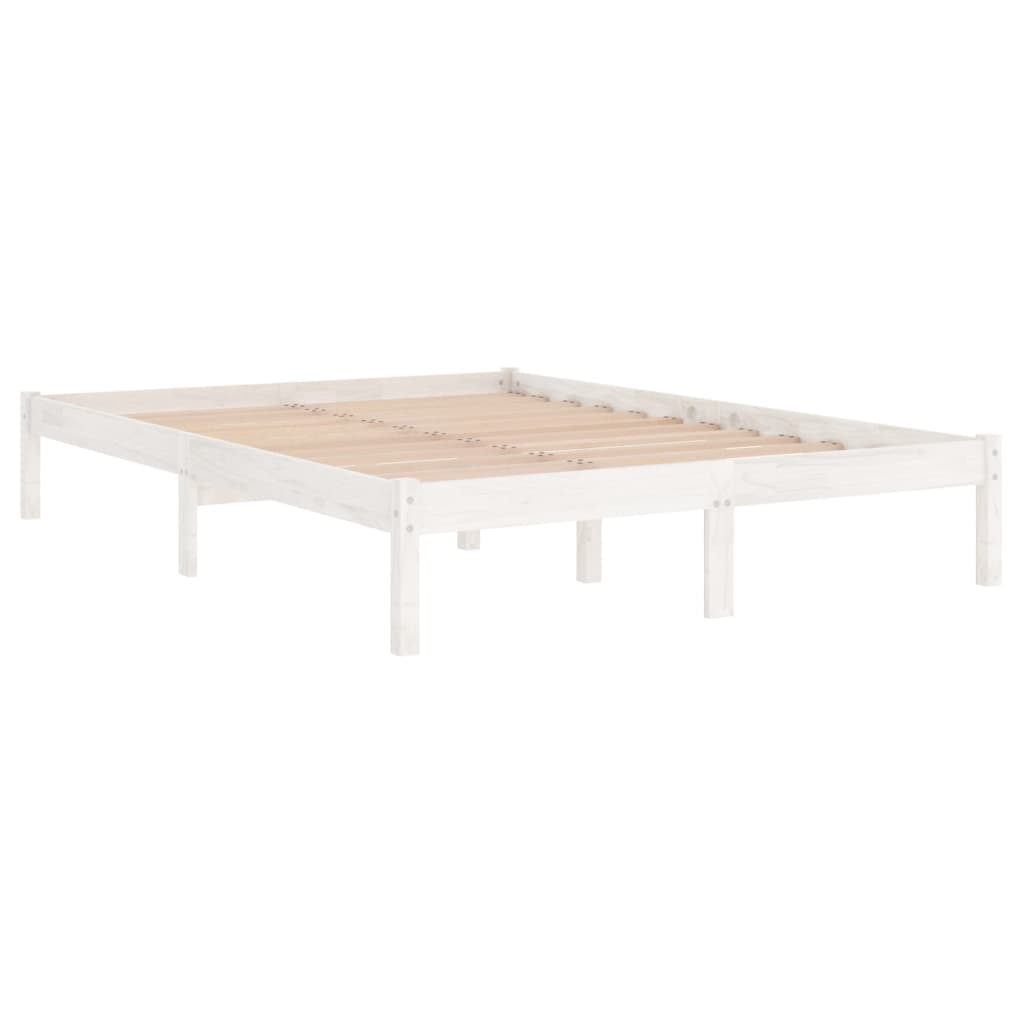 Bedframe Massief Hout 150 x 200 cm Wit