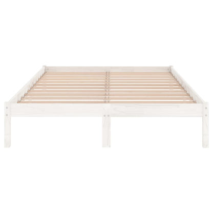 Bedframe Massief Hout 150 x 200 cm Wit