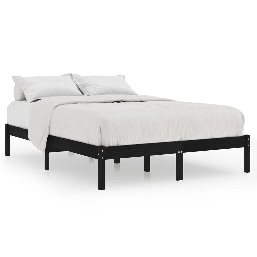 Bedframe Massief Hout 150 x 200 cm Zwart