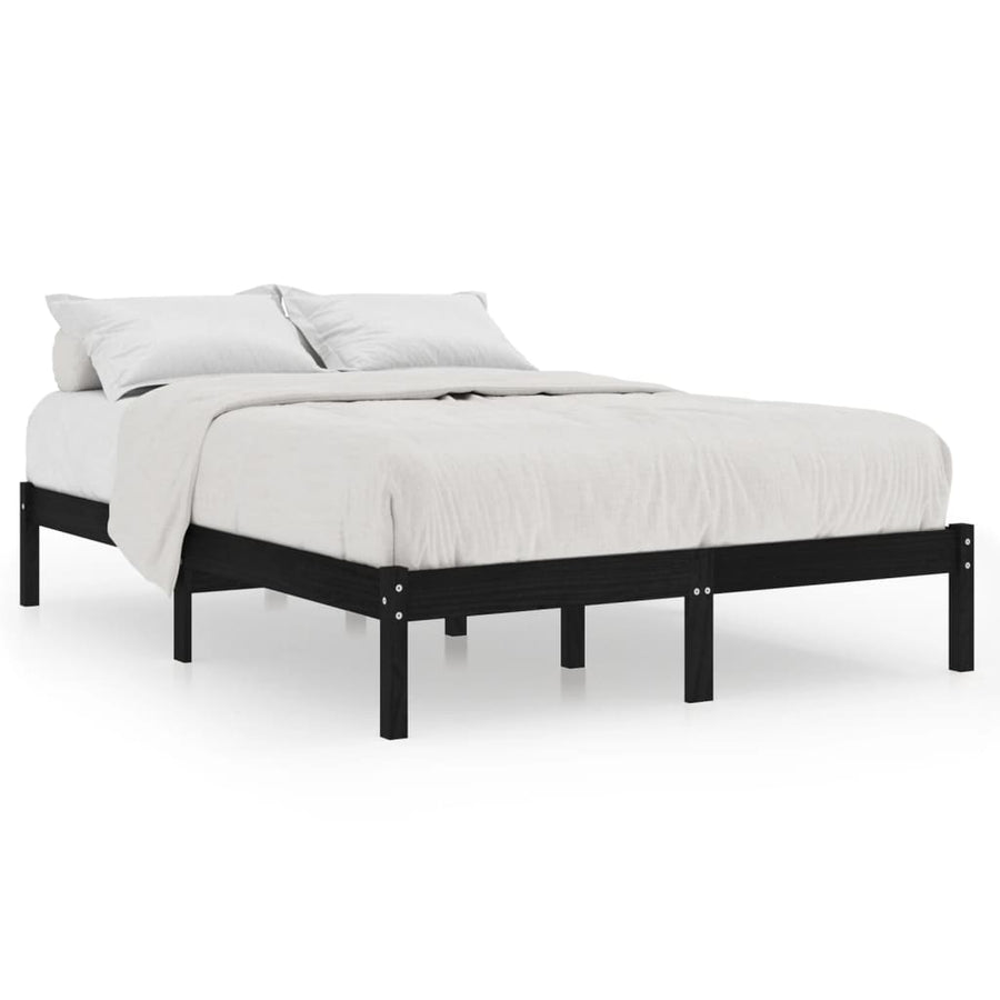 Bedframe Massief Hout 150 x 200 cm Zwart