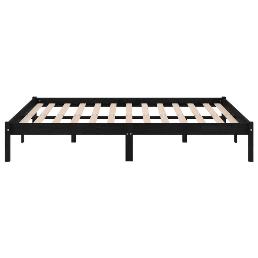 Bedframe Massief Hout 150 x 200 cm Zwart