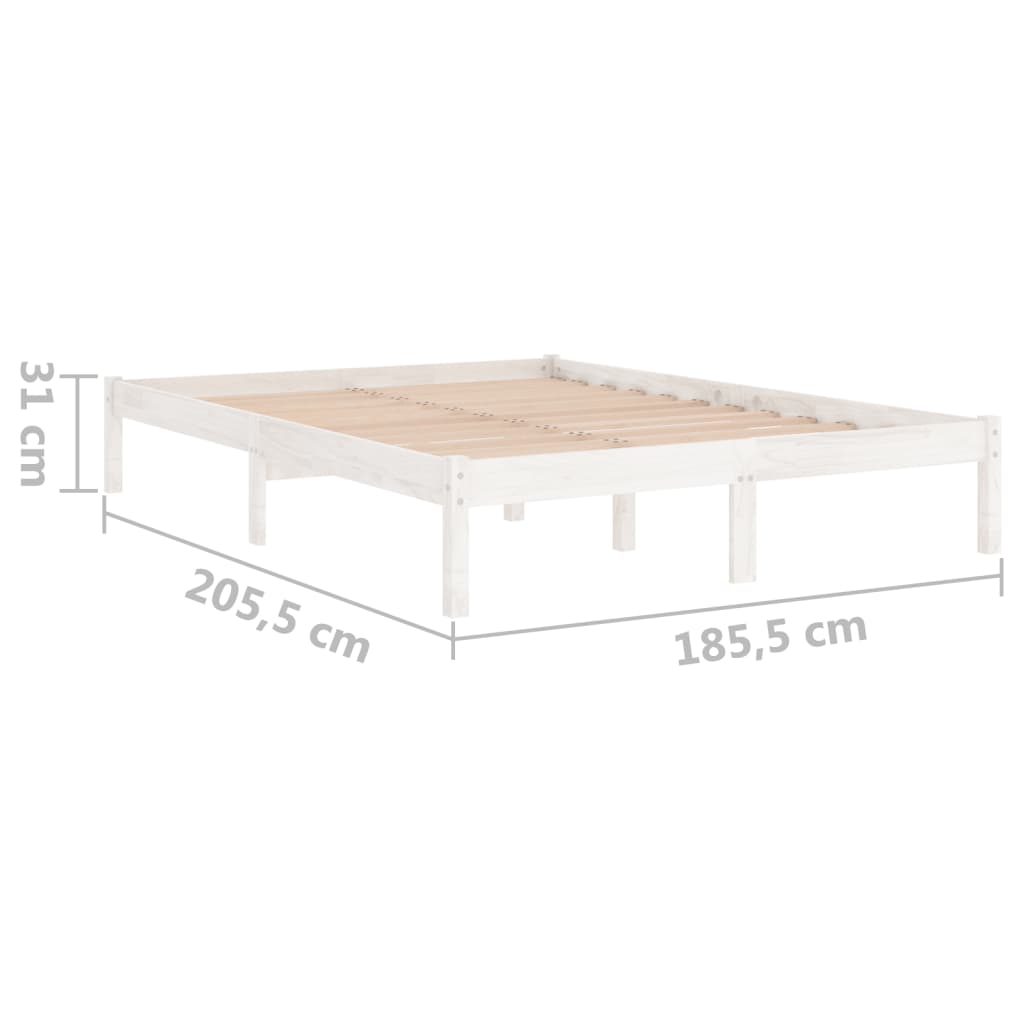 Bedframe Massief Hout 180 x 200 cm Wit