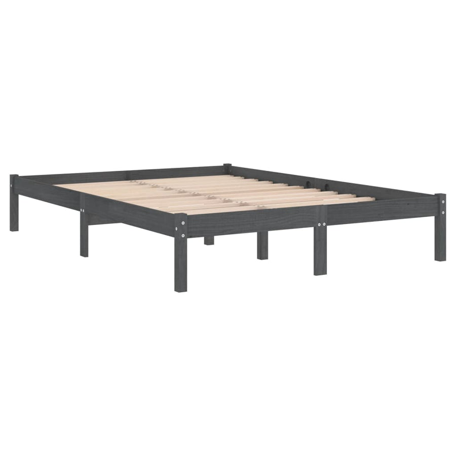 Bedframe Massief Grenenhout 200 x 200 cm Grijs