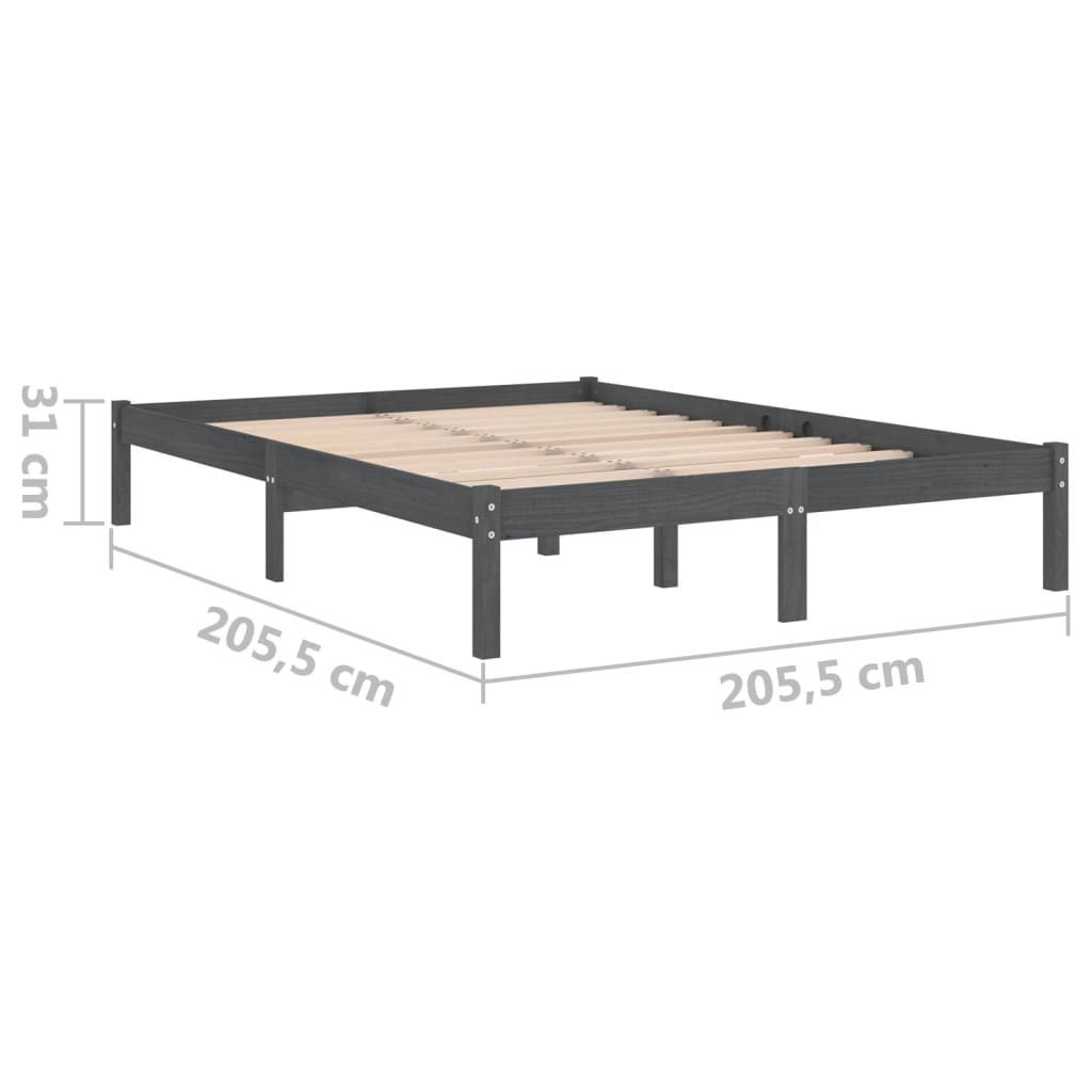 Bedframe Massief Grenenhout 200 x 200 cm Grijs