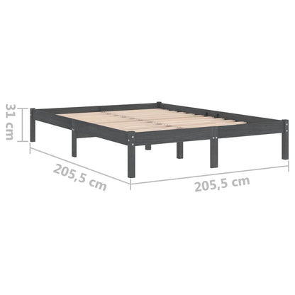 Bedframe Massief Grenenhout 200 x 200 cm Grijs