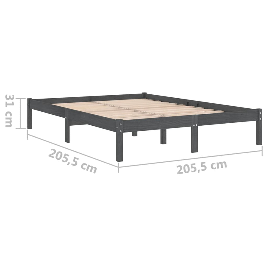 Bedframe Massief Grenenhout 200 x 200 cm Grijs