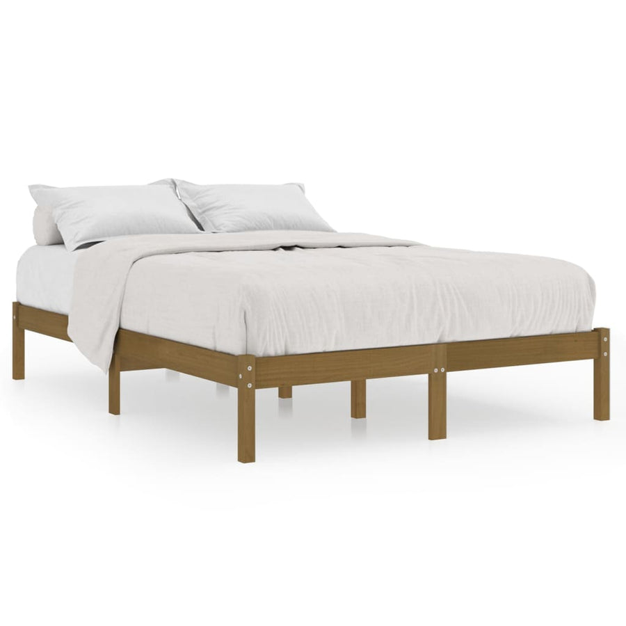 Bedframe Massief Grenenhout 200 x 200 cm Honingbruin