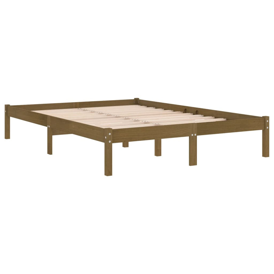 Bedframe Massief Grenenhout 200 x 200 cm Honingbruin