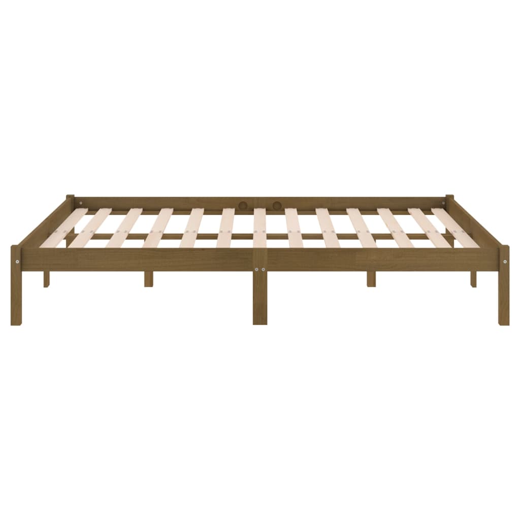 Bedframe Massief Grenenhout 200 x 200 cm Honingbruin