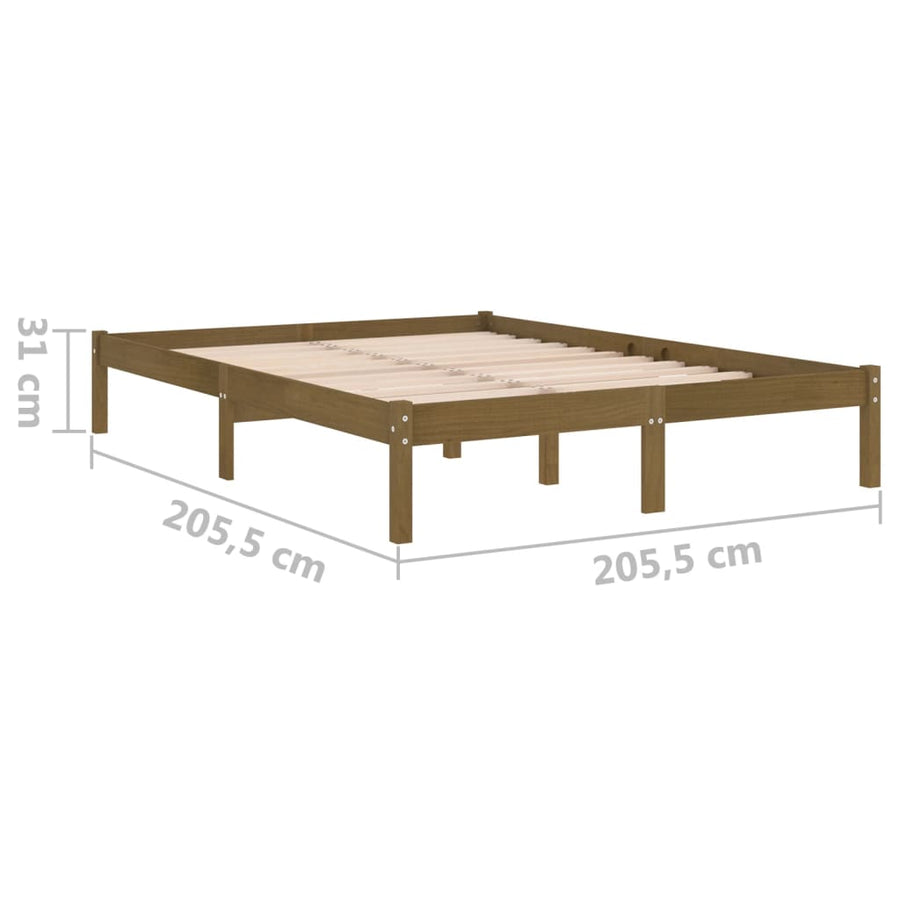 Bedframe Massief Grenenhout 200 x 200 cm Honingbruin