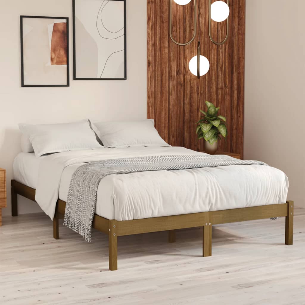 Bedframe Massief Grenenhout 200 x 200 cm Honingbruin