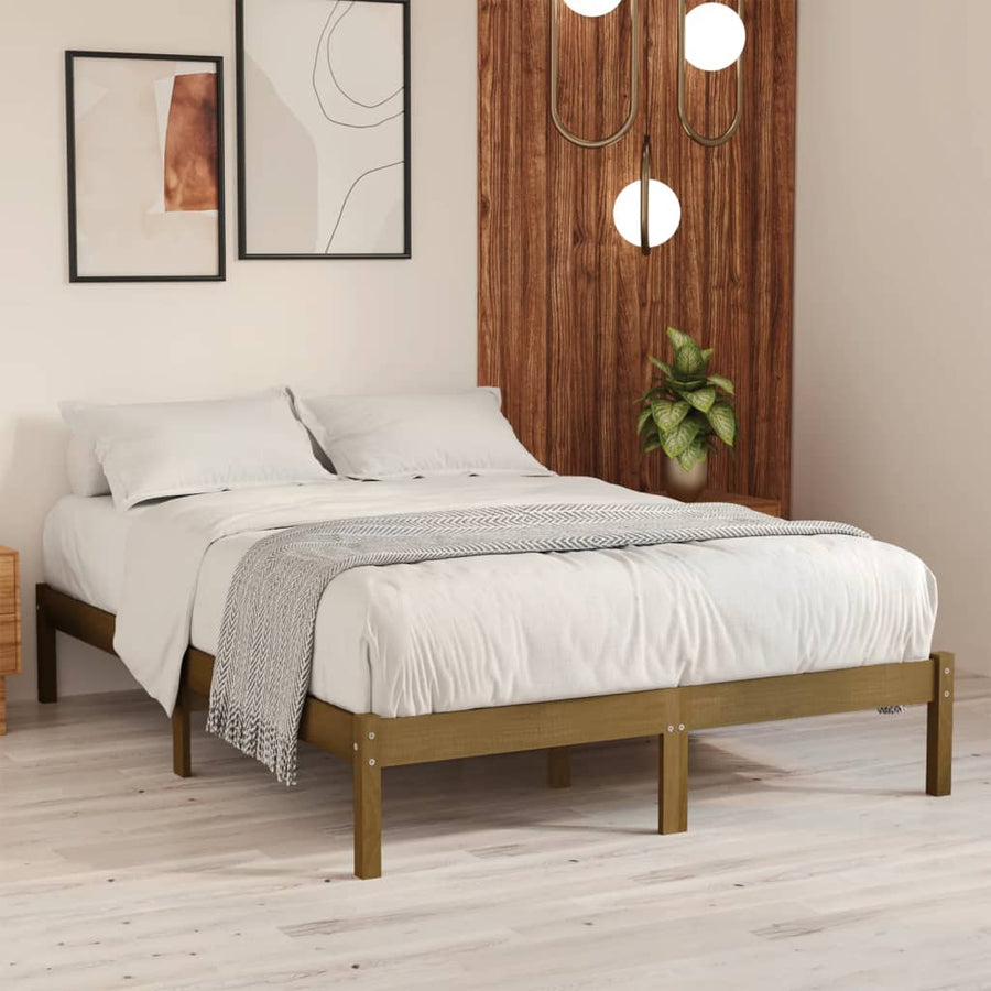 Bedframe Massief Grenenhout 200 x 200 cm Honingbruin
