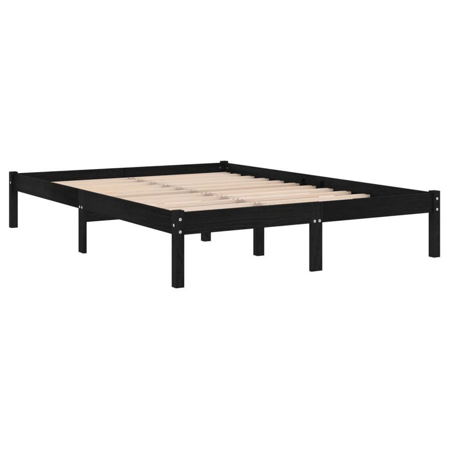 Bedframe Massief Grenenhout 200 x 200 cm Zwart