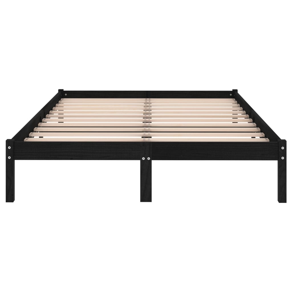 Bedframe Massief Grenenhout 200 x 200 cm Zwart