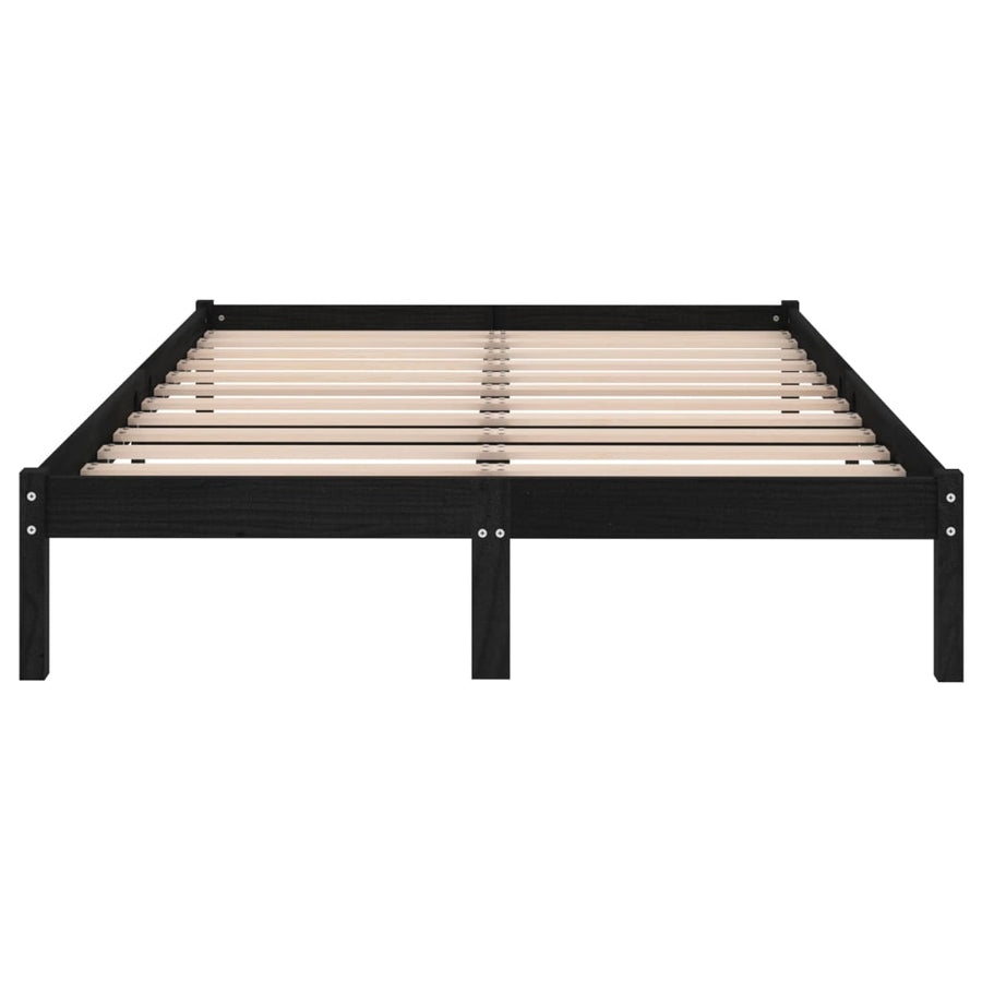 Bedframe Massief Grenenhout 200 x 200 cm Zwart