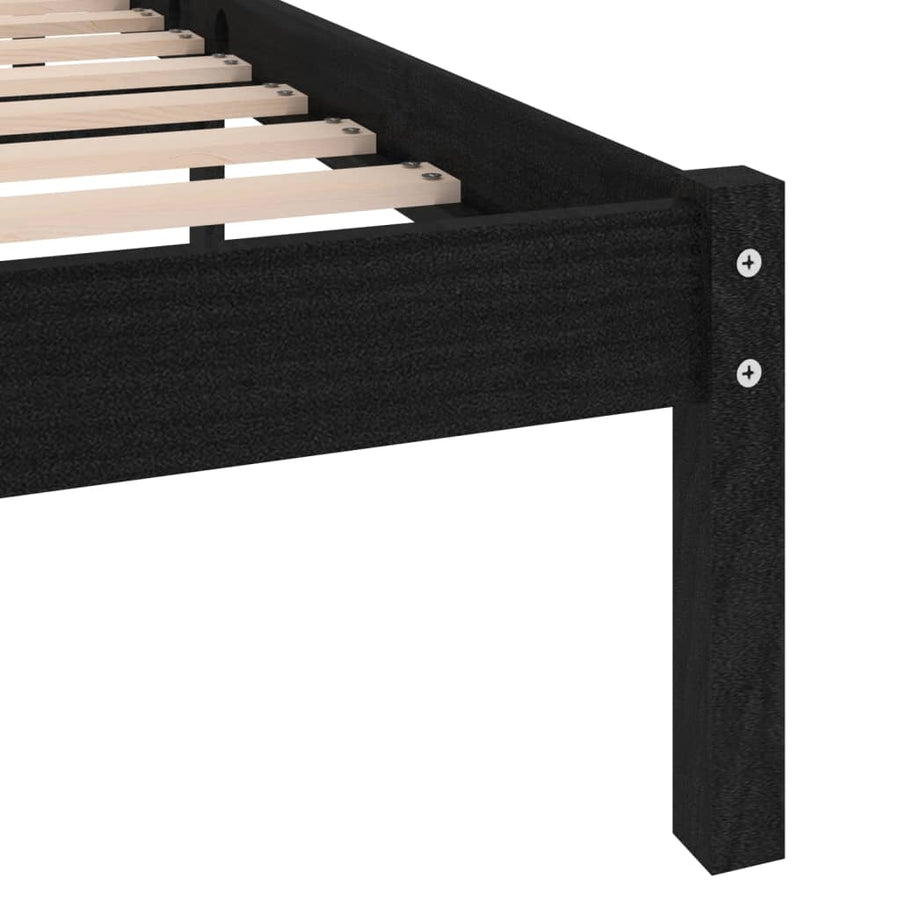 Bedframe Massief Grenenhout 200 x 200 cm Zwart