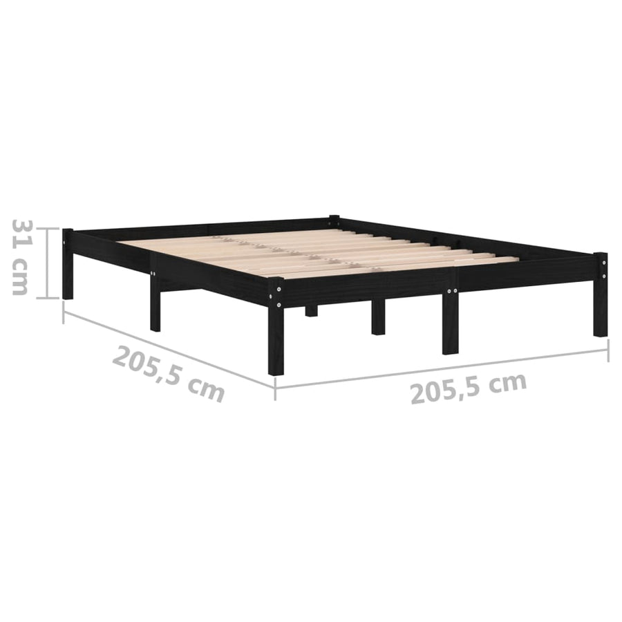 Bedframe Massief Grenenhout 200 x 200 cm Zwart