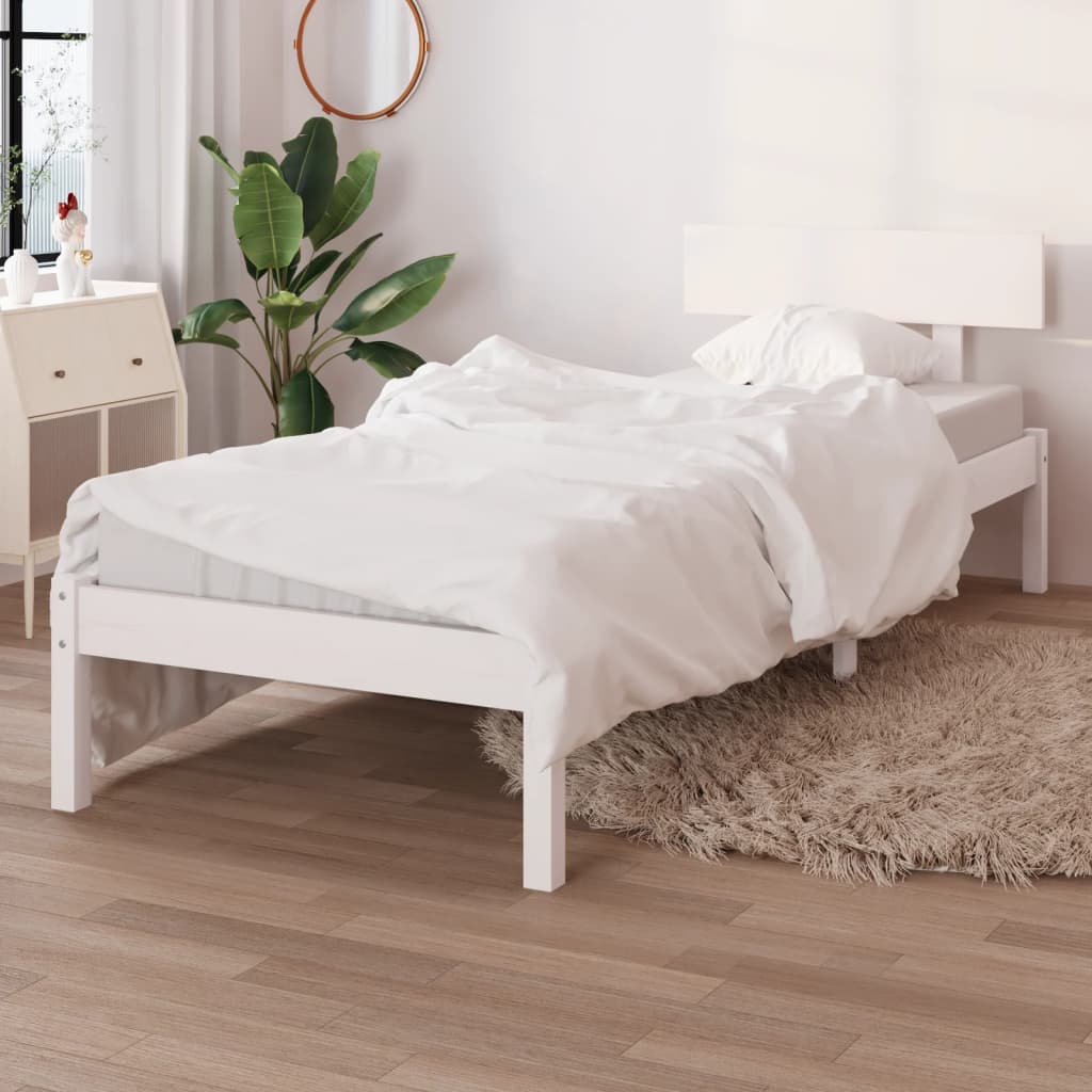Bedframe Massief Grenenhout Uk Small Single 75 x 190 cm Wit