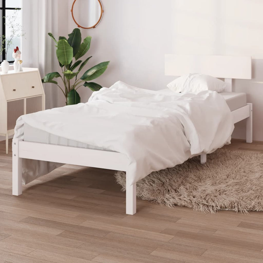 Bedframe Massief Grenenhout Uk Small Single 75 x 190 cm Wit