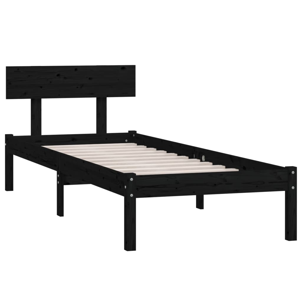 Bedframe Massief Grenenhout Uk Small Single 75 x 190 cm Zwart