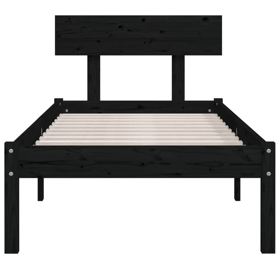 Bedframe Massief Grenenhout Uk Small Single 75 x 190 cm Zwart