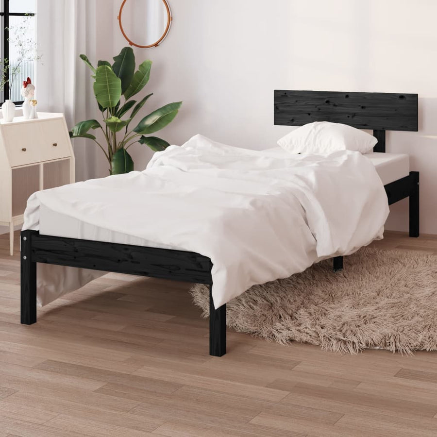Bedframe Massief Grenenhout Uk Small Single 75 x 190 cm Zwart