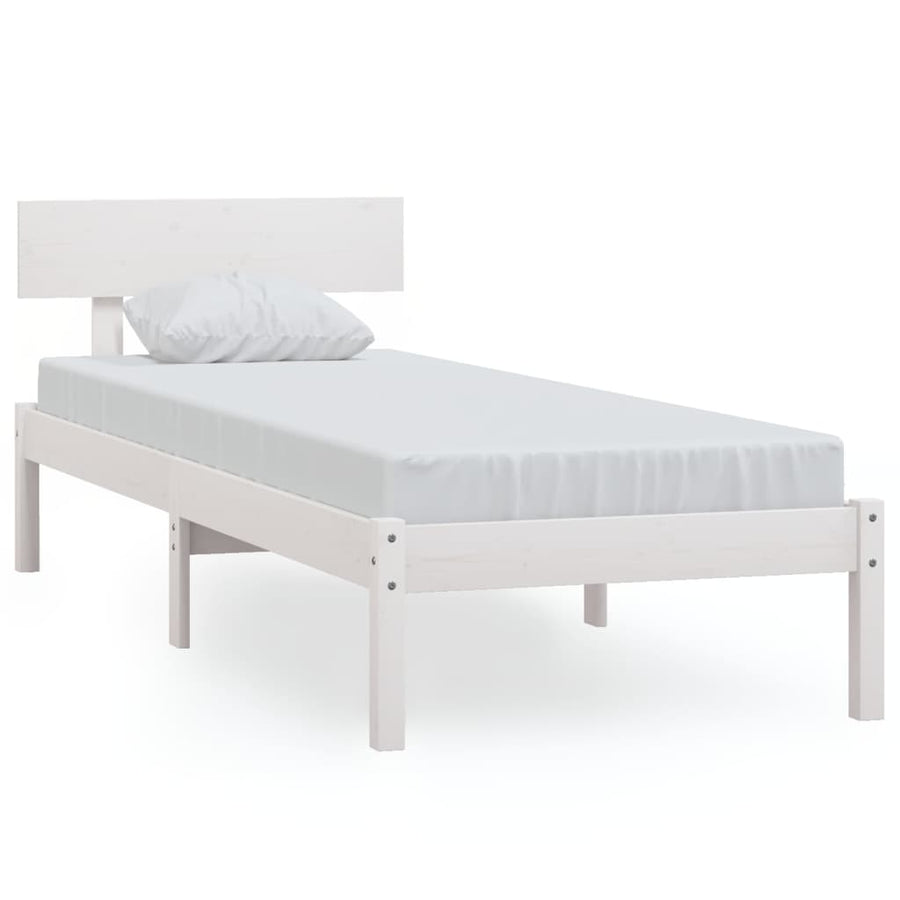Bedframe Massief Grenenhout Uk Single 90 x 190 cm Wit