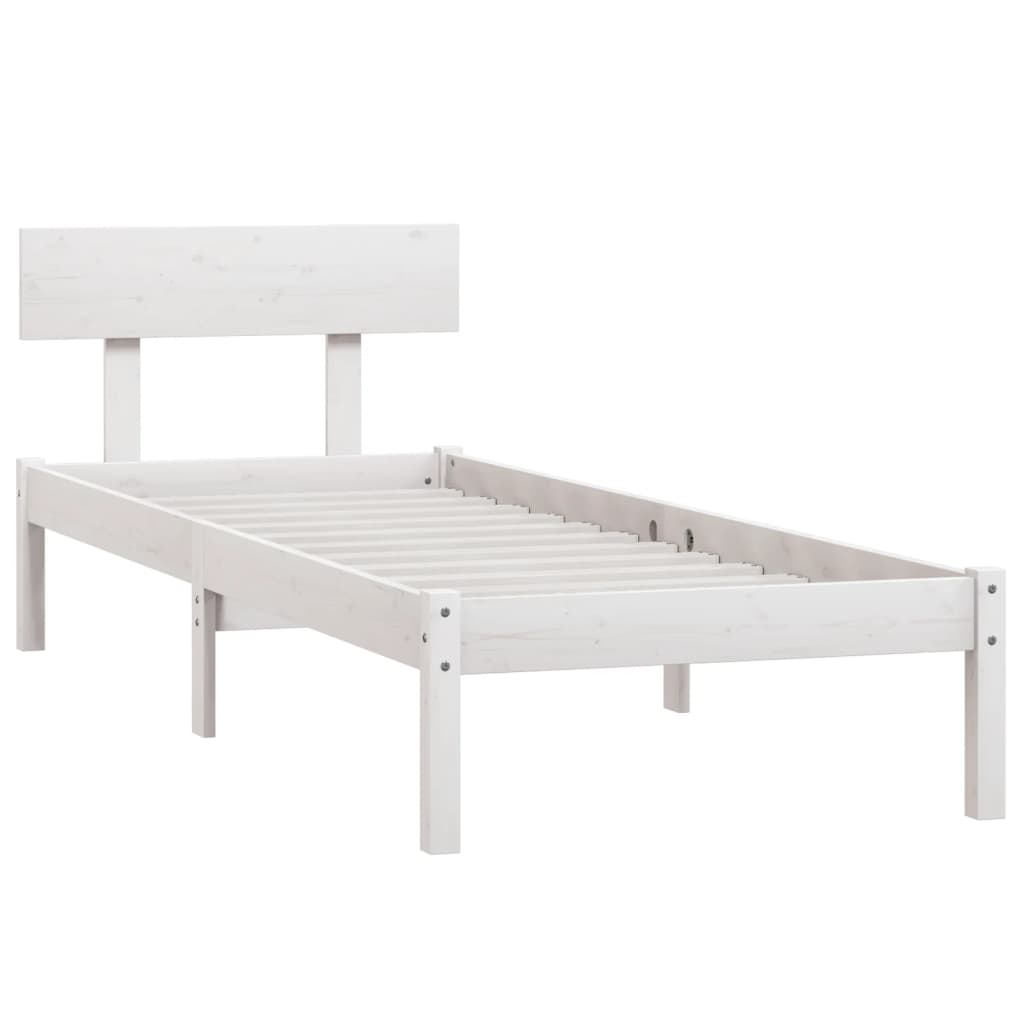 Bedframe Massief Grenenhout Uk Single 90 x 190 cm Wit