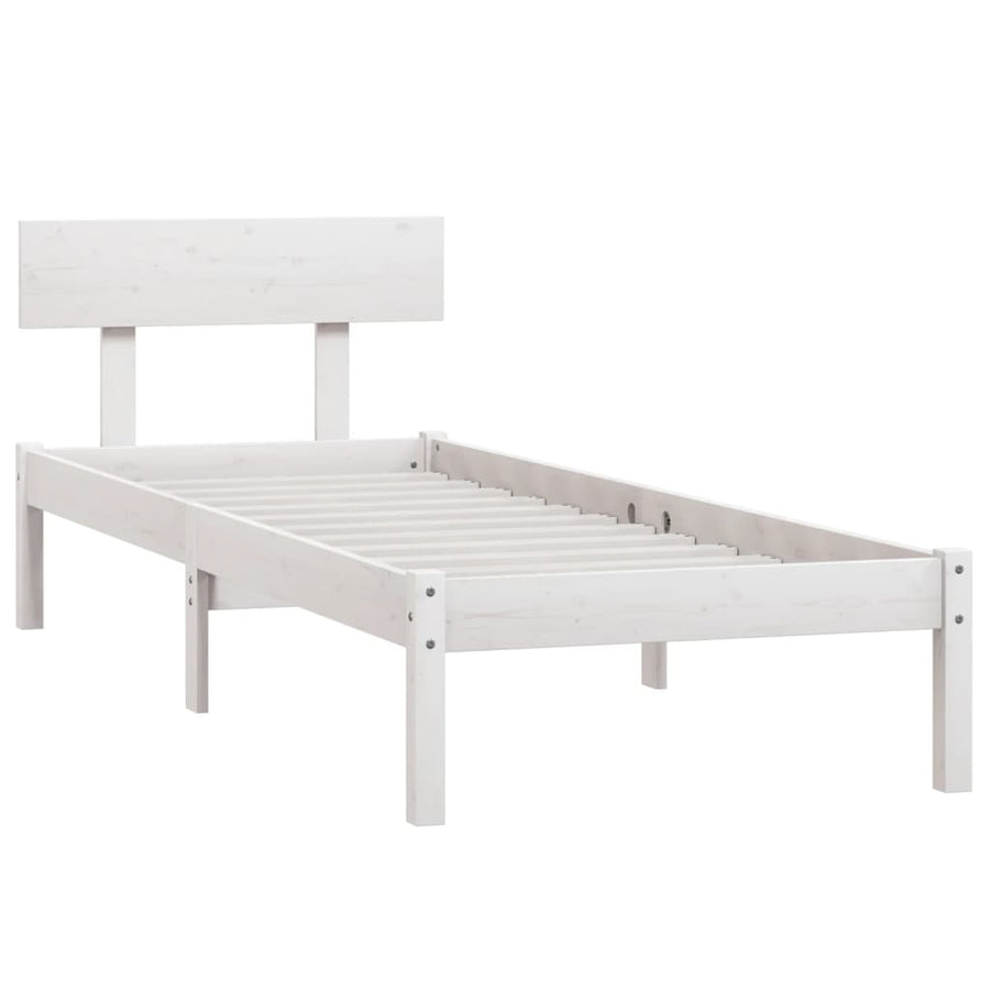 Bedframe Massief Grenenhout Uk Single 90 x 190 cm Wit