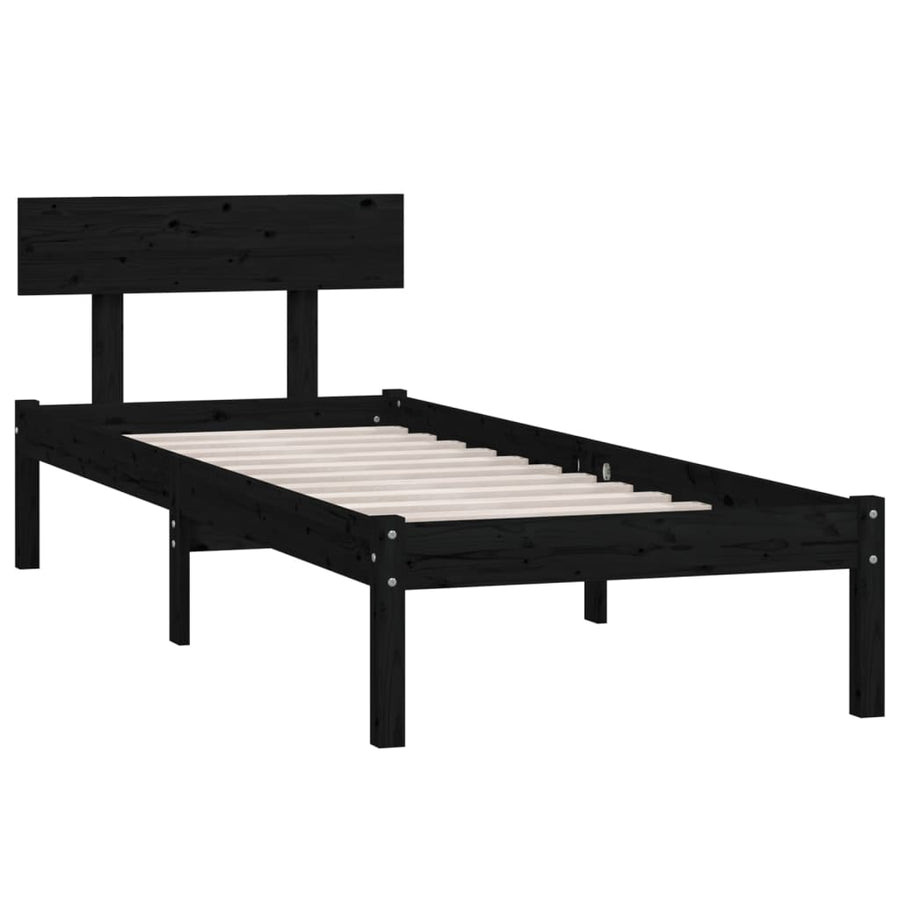Bedframe Massief Grenenhout Uk Single 90 x 190 cm Zwart