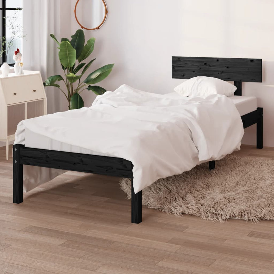 Bedframe Massief Grenenhout Uk Single 90 x 190 cm Zwart