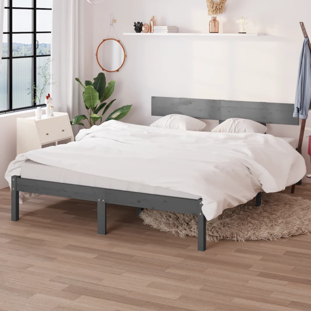 Bedframe Massief Grenenhout Uk Small Double 120 x 190 cm Grijs