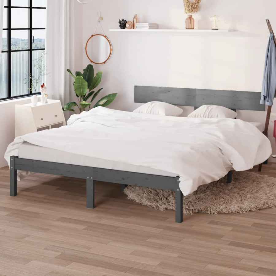 Bedframe Massief Grenenhout Uk Small Double 120 x 190 cm Grijs