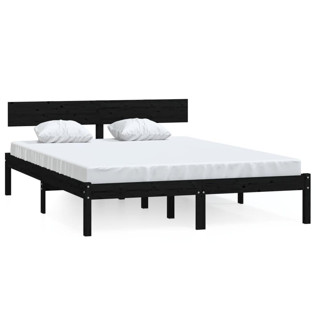 Bedframe Massief Grenenhout Uk Small Double 120 x 190 cm Zwart