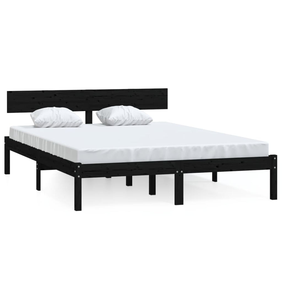 Bedframe Massief Grenenhout Uk Small Double 120 x 190 cm Zwart