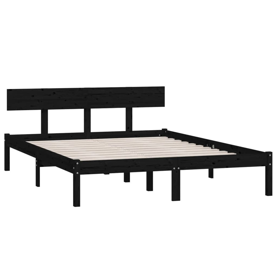 Bedframe Massief Grenenhout Uk Small Double 120 x 190 cm Zwart