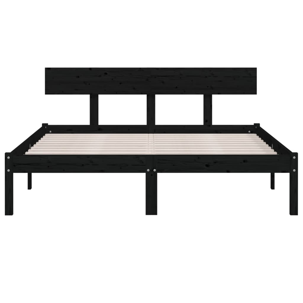 Bedframe Massief Grenenhout Uk Small Double 120 x 190 cm Zwart